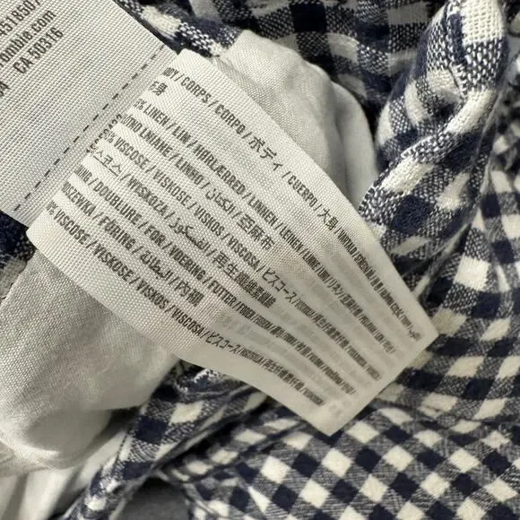 Abercrombie & Fitch Pants Womens Small Blue White Coastal Gingham Linen Blend - Picture 8 of 10